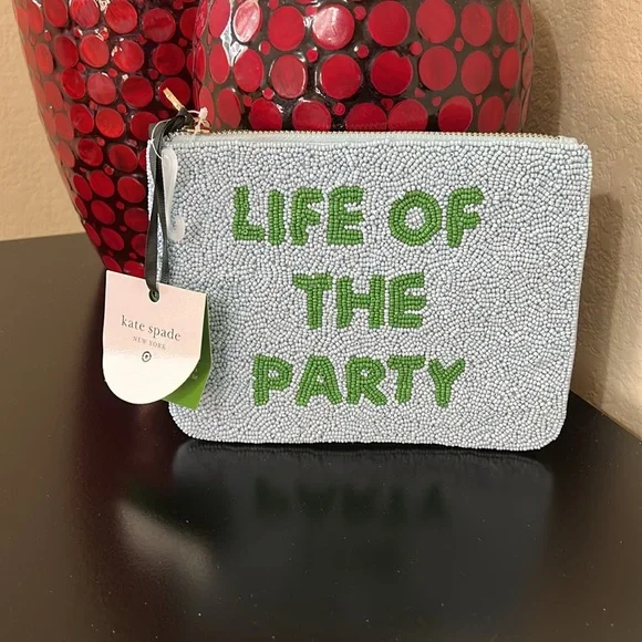 Kate Spade x Target NWT Life of the Party Beaded Clutch Blue/Green Bead Pouch - Picture 7 of 15